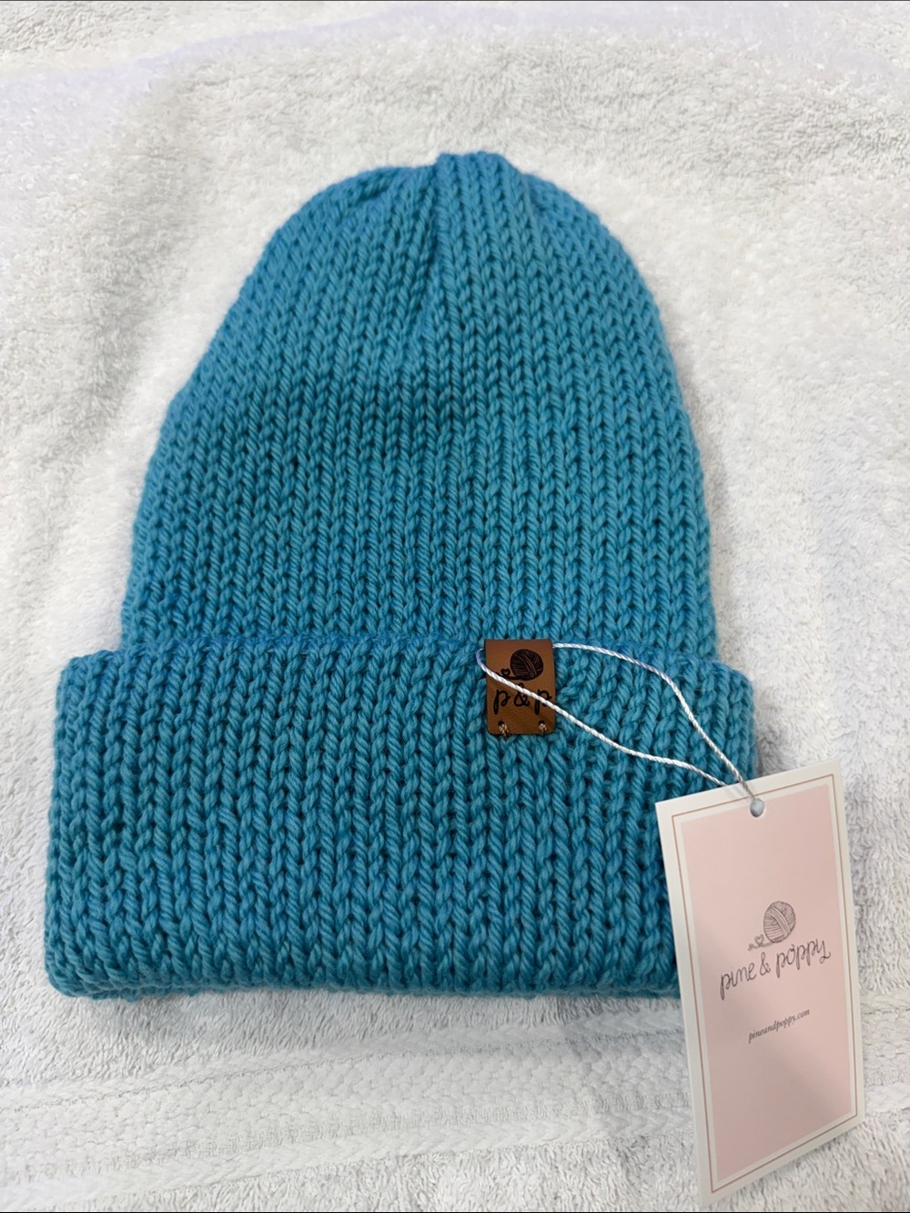 NWT Pine and Poppy hand knit Women's Beanie - Teal